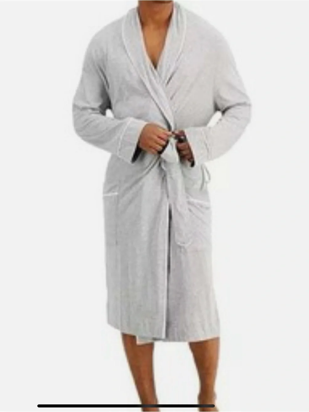 Charter Club Light Gray Shawl-Collar Tie-Waist Robe